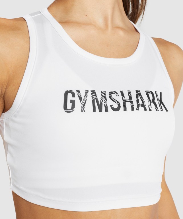 White Gymshark GS Power Crop Top Women's Sweatshirts | US-27NDOQV