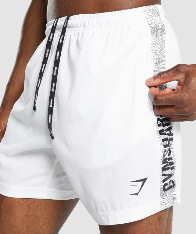 White Gymshark Graphic Sport Men's Shorts | US-37MBJVS