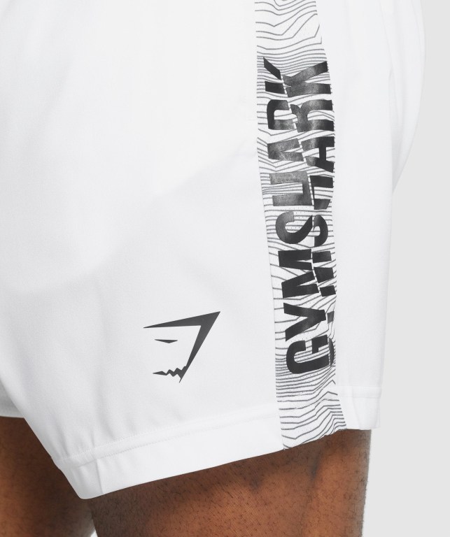 White Gymshark Graphic Sport Men's Shorts | US-37MBJVS