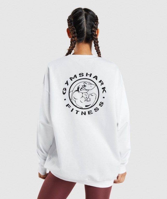 White Gymshark Legacy Graphic Sweatshirt Women's Hoodies | US-13ODFSZ