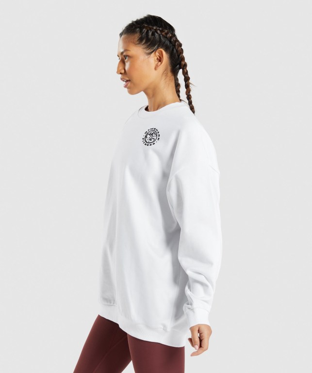 White Gymshark Legacy Graphic Sweatshirt Women's Hoodies | US-13ODFSZ