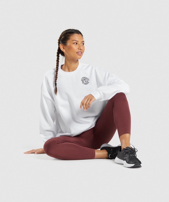 White Gymshark Legacy Graphic Sweatshirt Women's Hoodies | US-13ODFSZ