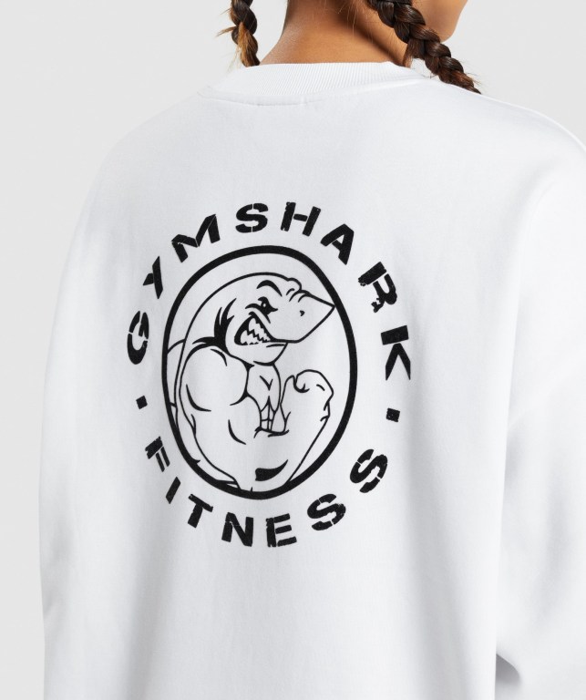 White Gymshark Legacy Graphic Sweatshirt Women's Hoodies | US-13ODFSZ