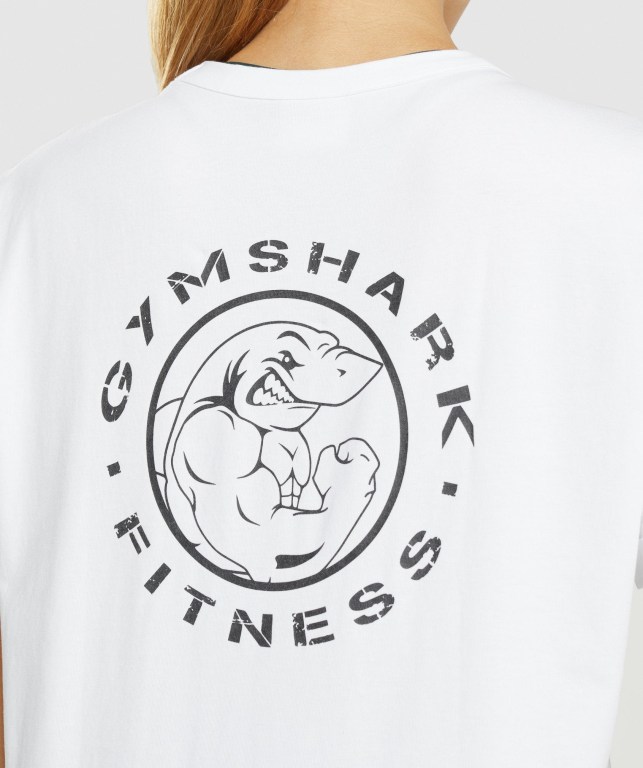 White Gymshark Legacy Graphic Women's T Shirts | US-76XRLJB