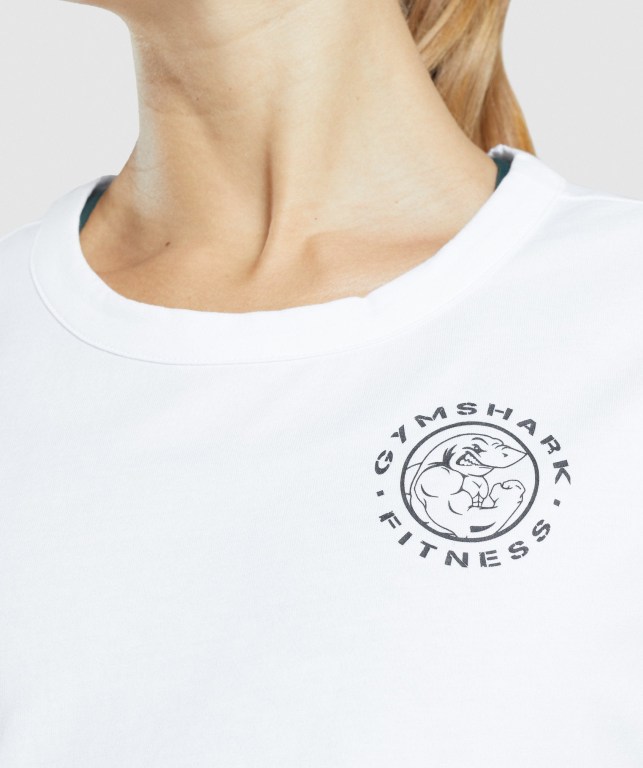 White Gymshark Legacy Graphic Women's T Shirts | US-76XRLJB