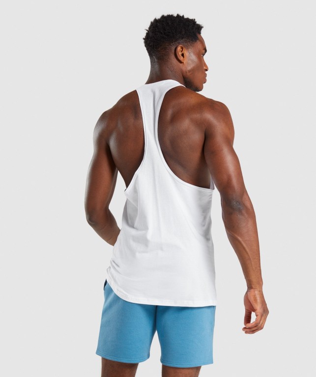 White Gymshark Legacy Men's Tank Tops | US-14DZFLU