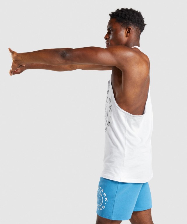 White Gymshark Legacy Men's Tank Tops | US-14DZFLU