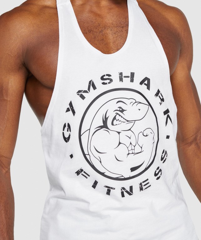 White Gymshark Legacy Men's Tank Tops | US-14DZFLU