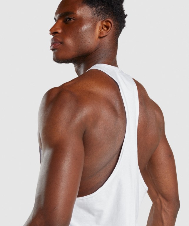 White Gymshark Legacy Men's Tank Tops | US-14DZFLU