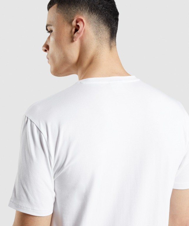 White Gymshark Micro Print Block Infill Men's T Shirts | US-89AXFOT