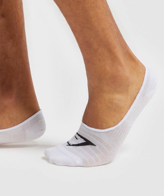 White Gymshark No Show 3pk Women's Socks | US-48GVLCH