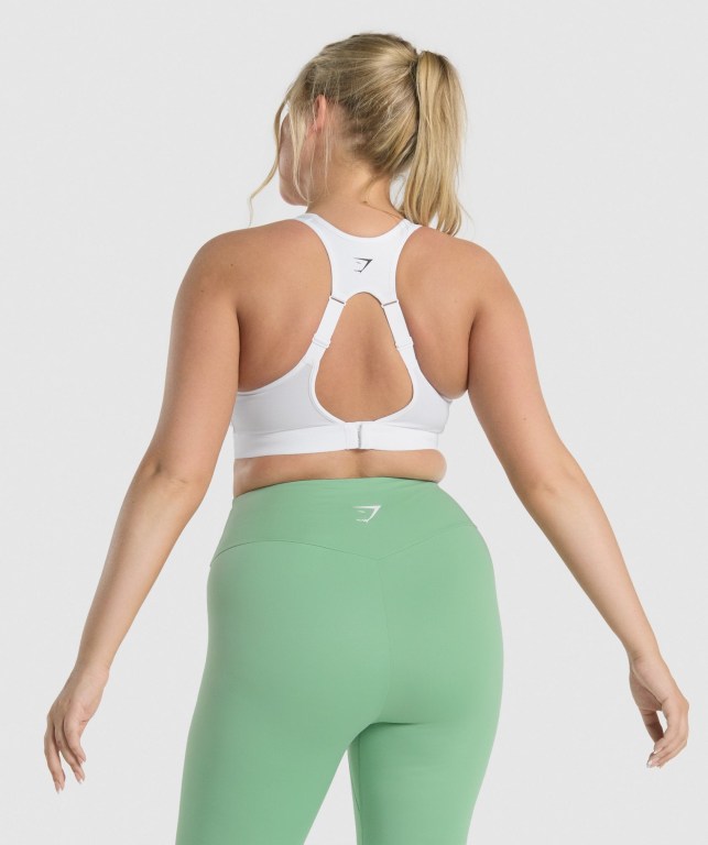 White Gymshark Open Back Training Women's Sports Bra | US-50SDEYX