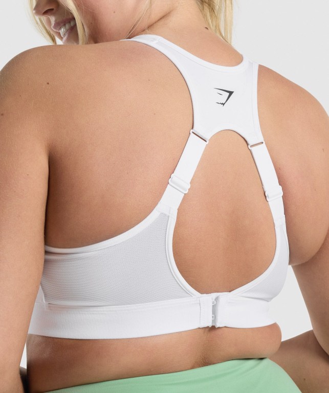 White Gymshark Open Back Training Women's Sports Bra | US-50SDEYX