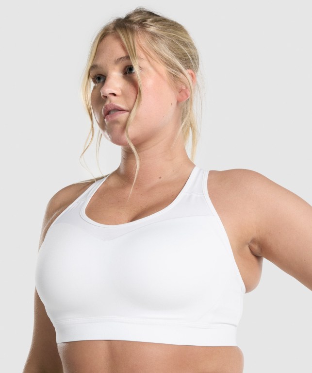 White Gymshark Open Back Training Women's Sports Bra | US-50SDEYX