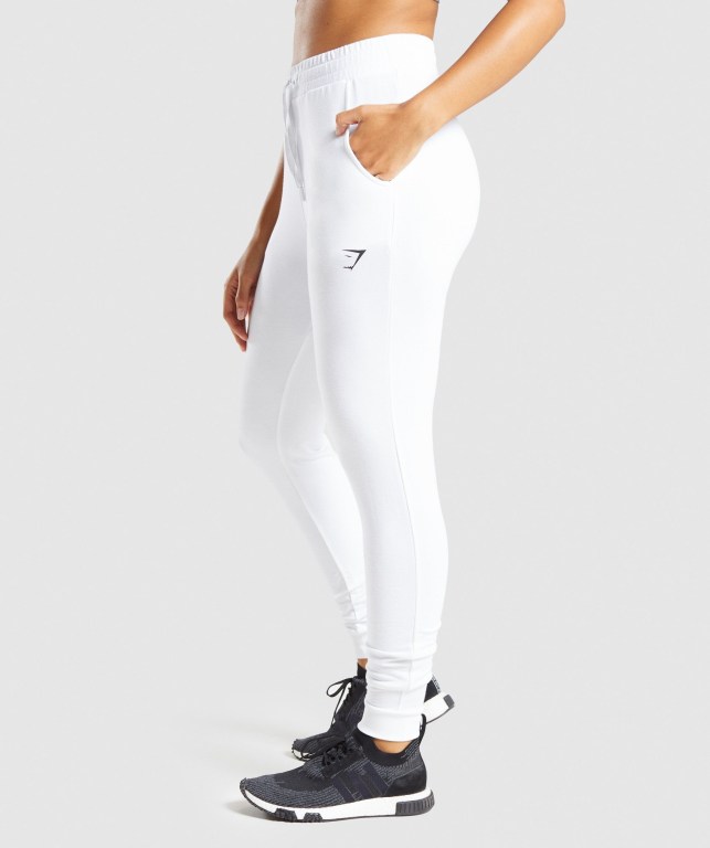 White Gymshark Pippa Training Women's Joggers | US-49LWBYZ