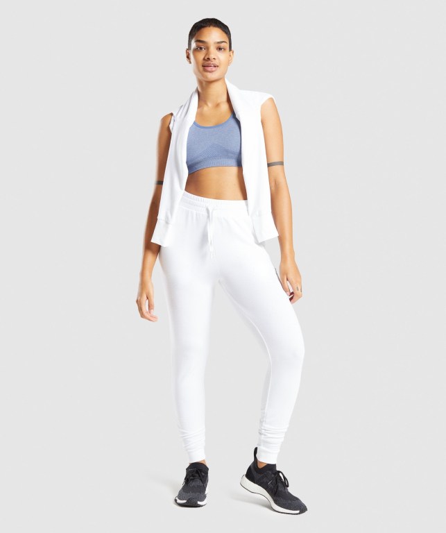 White Gymshark Pippa Training Women's Joggers | US-49LWBYZ