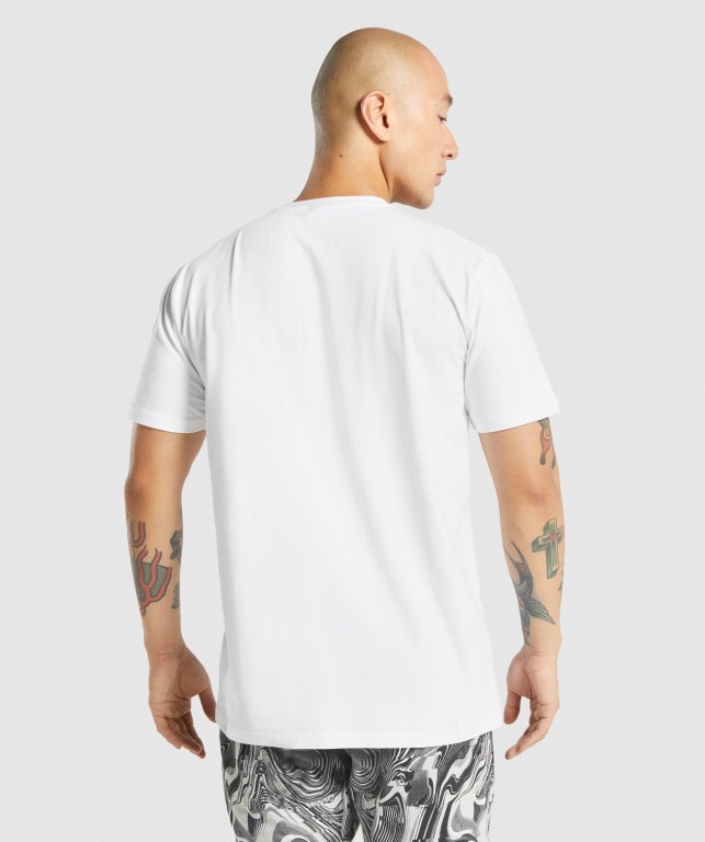 White Gymshark Pre-Workout Men's T Shirts | US-02FWSRJ