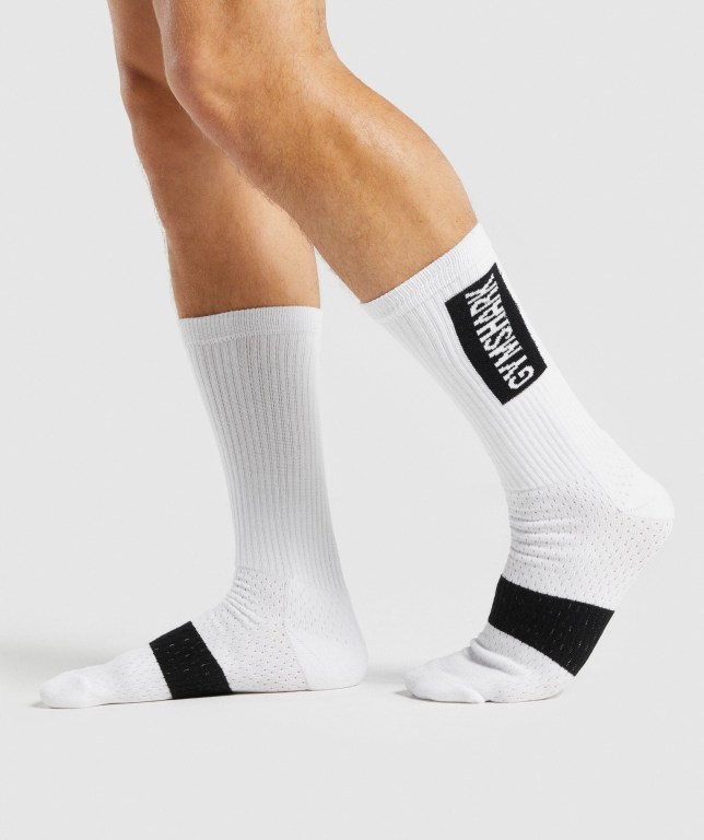 White Gymshark Premium (1pk) Men's Socks | US-13MWOYB