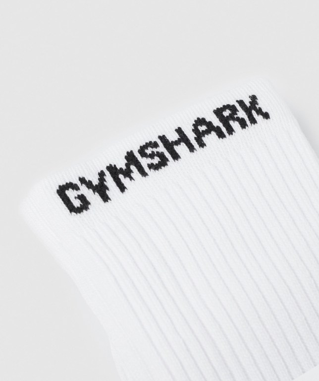 White Gymshark Premium Logo 1pk Men's Socks | US-71WKUTP