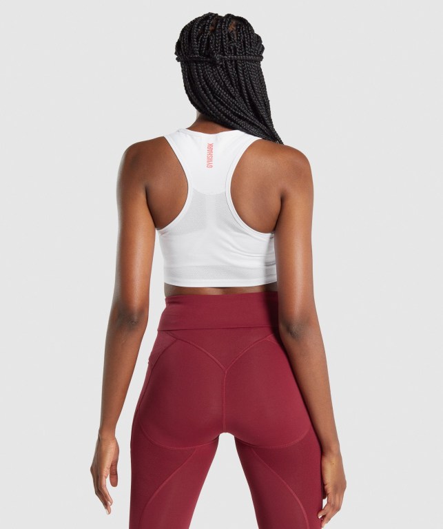 White Gymshark Pulse Crop Women's Tank Tops | US-38PZWTB