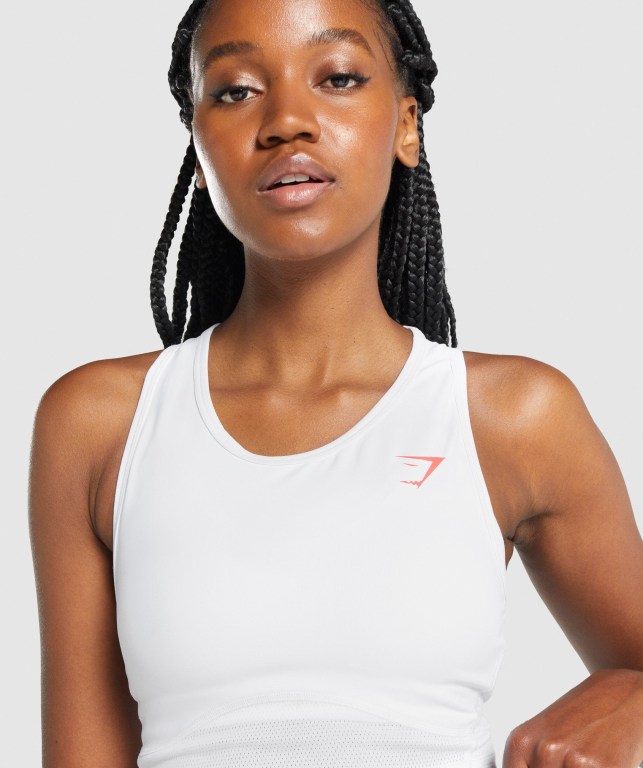 White Gymshark Pulse Crop Women's Tank Tops | US-38PZWTB