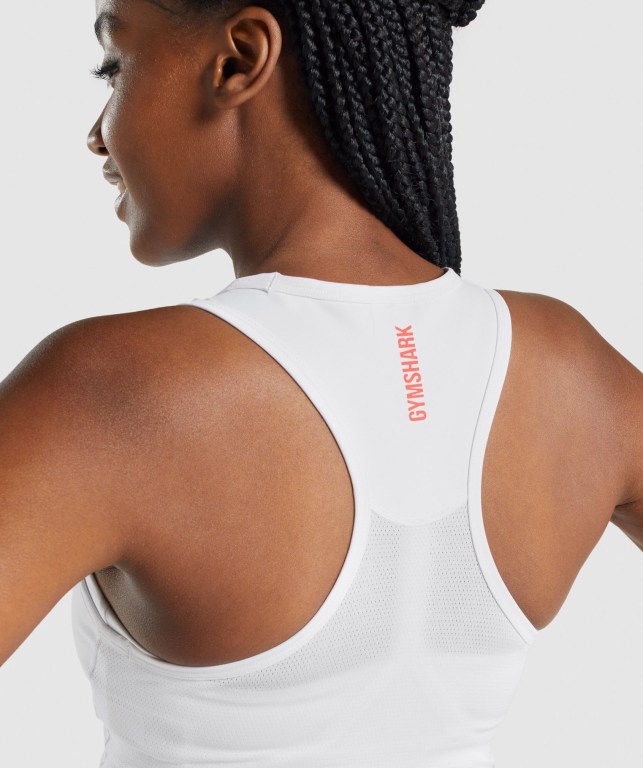 White Gymshark Pulse Crop Women's Tank Tops | US-38PZWTB