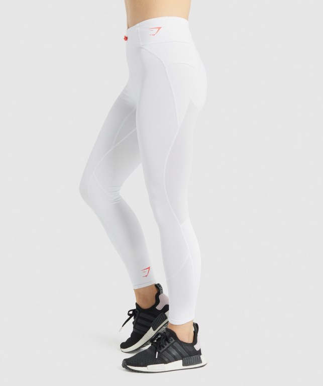 White Gymshark Pulse High Waisted Women's Leggings | US-75UHFCY