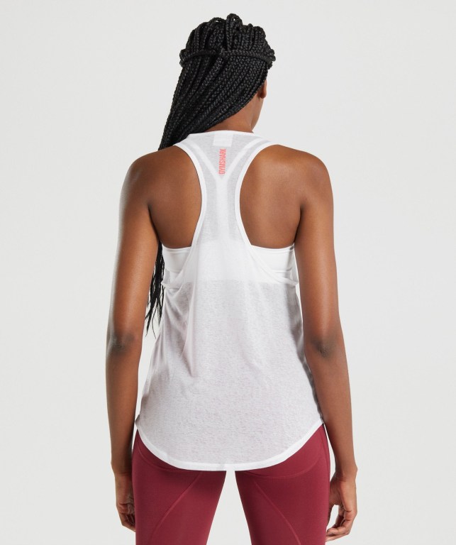 White Gymshark Pulse Lightweight Women's Tank Tops | US-48IVAMC