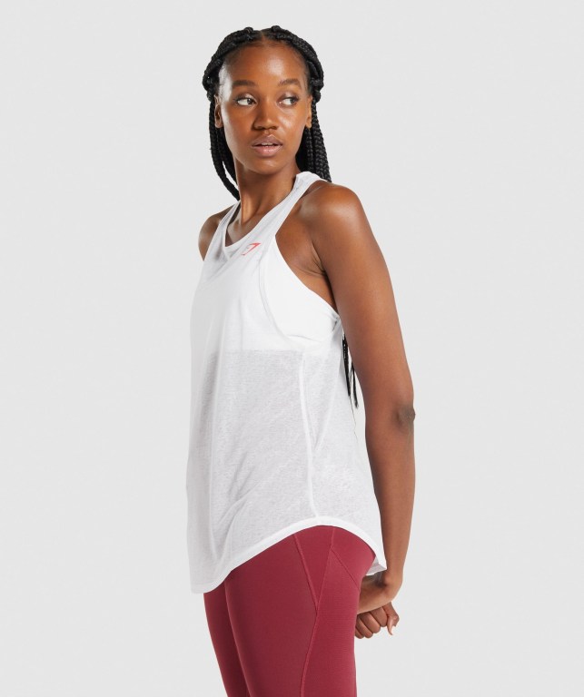 White Gymshark Pulse Lightweight Women's Tank Tops | US-48IVAMC