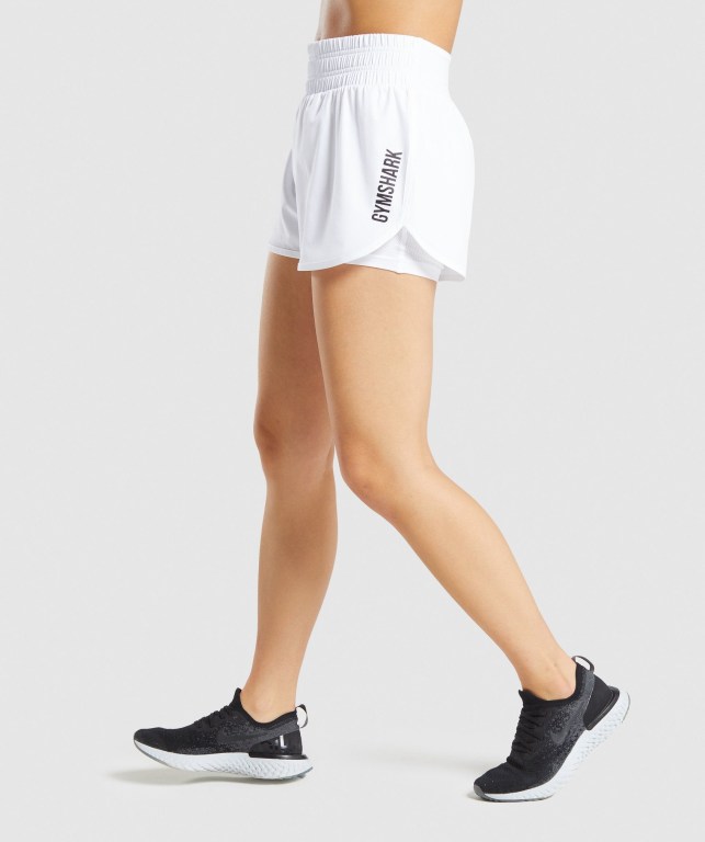 White Gymshark Pulse Mid Rise Women's Shorts | US-81PVBES