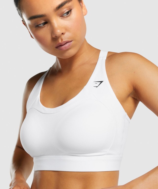 White Gymshark Racer Back Training Women's Sports Bra | US-76DZOXH