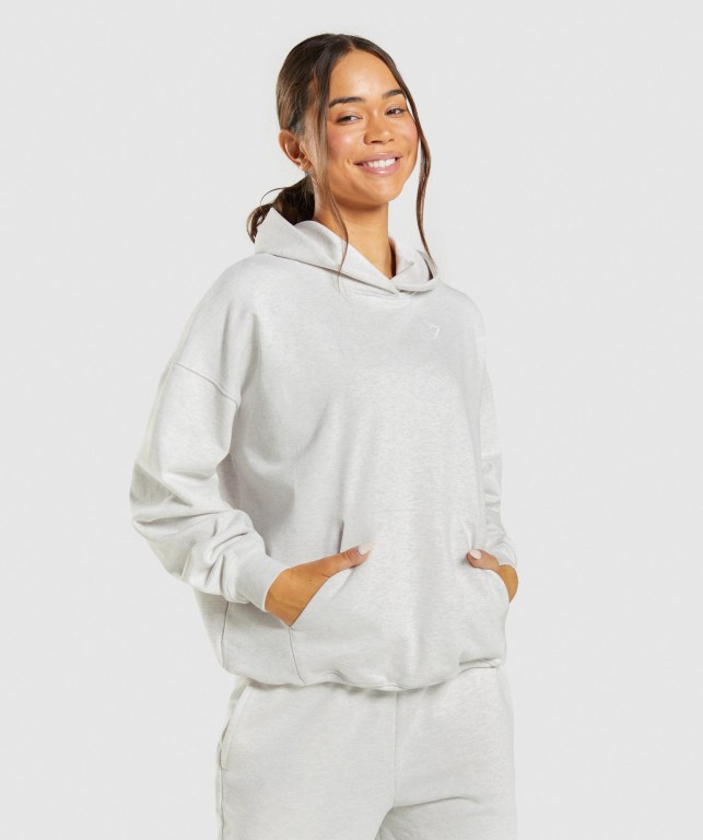 White Gymshark Rest Day Sweats Women\'s Hoodies | US-53PDCKR