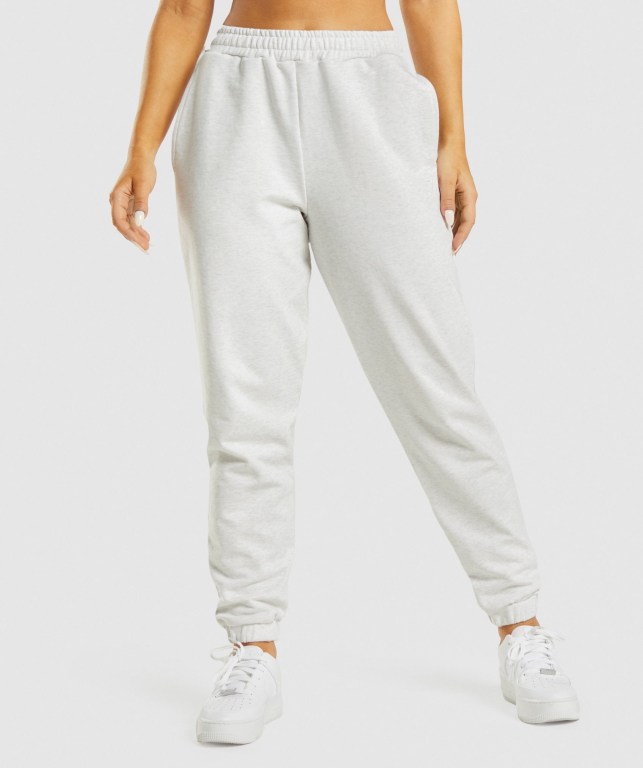 White Gymshark Rest Day Sweats Women\'s Joggers | US-24XWYID