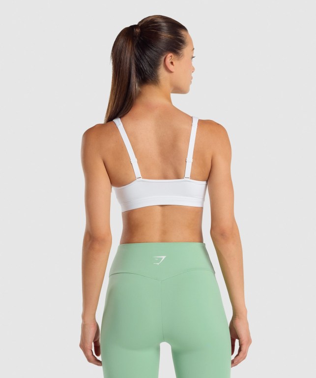 White Gymshark Scoop Neck Training Women's Sports Bra | US-92OYXRP