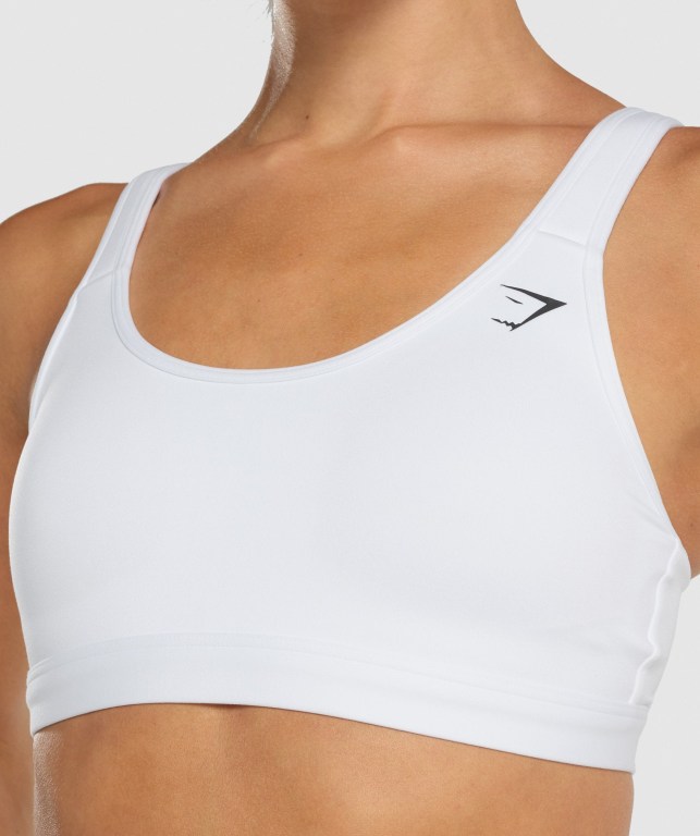 White Gymshark Scoop Neck Training Women's Sports Bra | US-92OYXRP