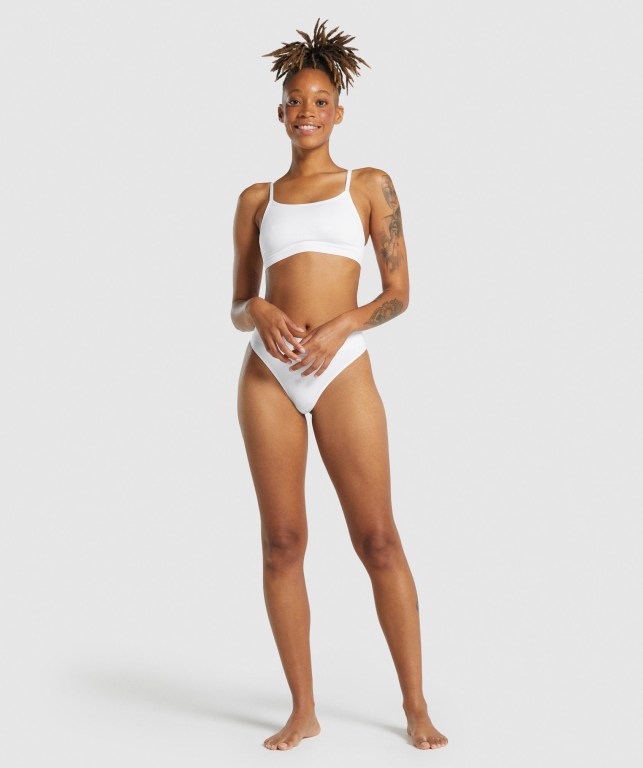 White Gymshark Seamless High Rise Thong Women's Underwear | US-32ZOCEP