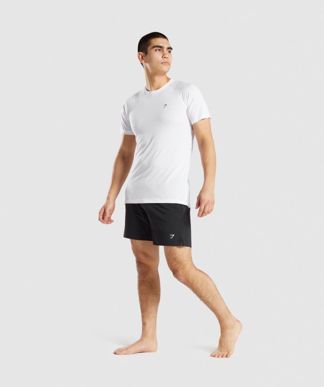 White Gymshark Studio Men's T Shirts | US-60RTOLK