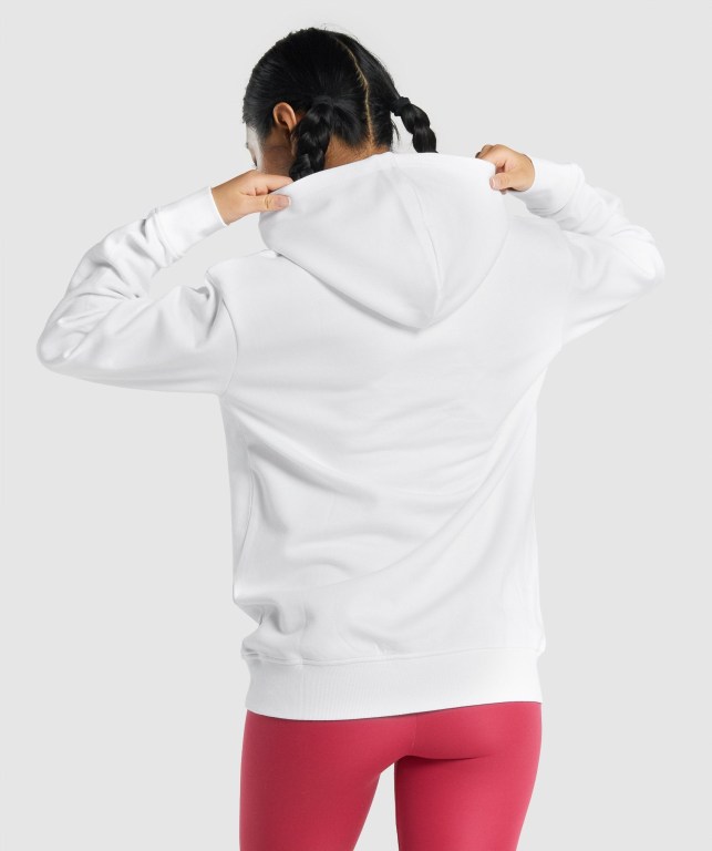 White Gymshark Sundae Graphic Oversized Women's Hoodies | US-53VLGOK