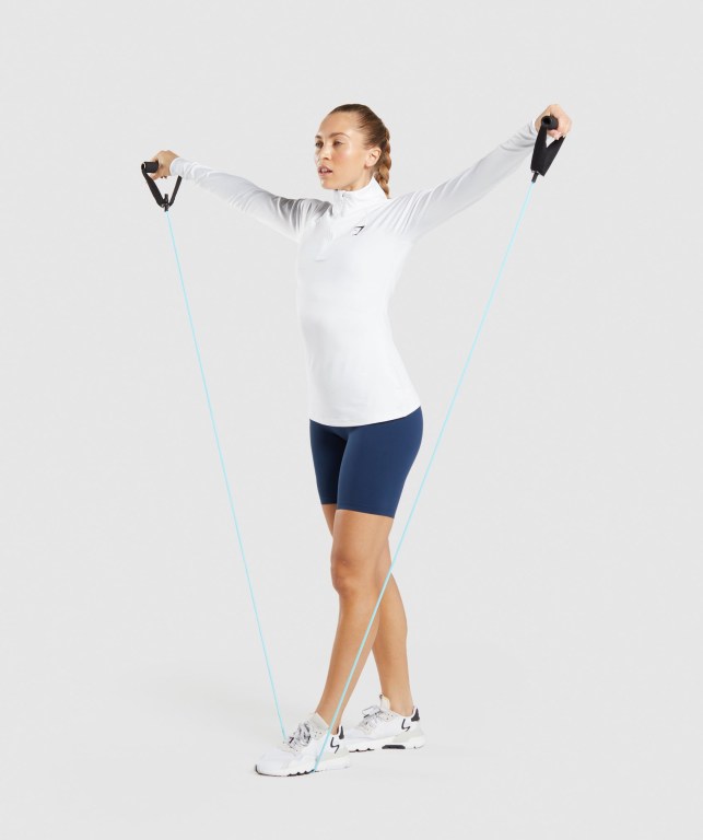 White Gymshark Training 1/4 Zip Women's Hoodies | US-75GTZWA