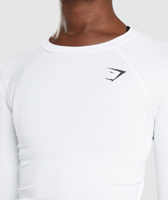 White Gymshark Training Baselayer Top Women's T Shirts | US-90FBVCJ