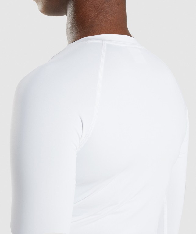 White Gymshark Training Baselayer Top Women's T Shirts | US-90FBVCJ