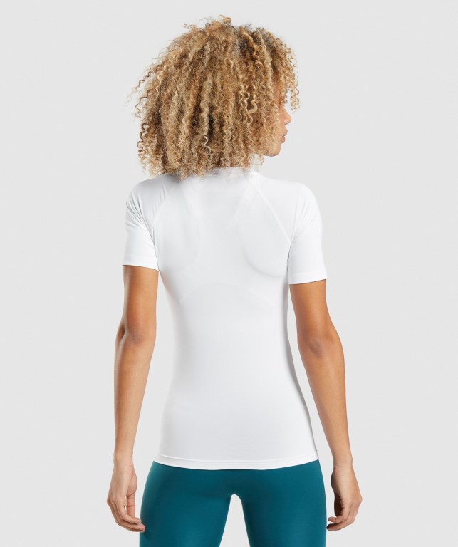 White Gymshark Training Baselayer Women's T Shirts | US-87RALWQ