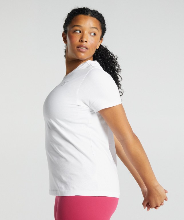 White Gymshark Training Basic Women's T Shirts | US-15LTVWC