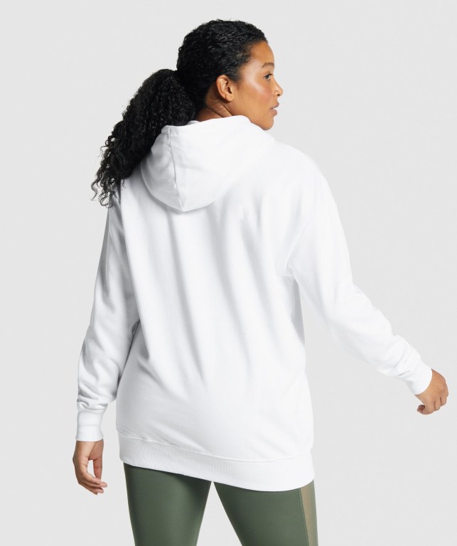 White Gymshark Training Oversized Women's Hoodies | US-35OKTHJ