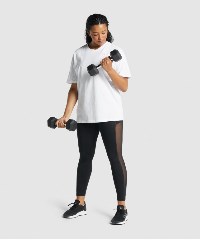 White Gymshark Training Oversized Women's T Shirts | US-49NVGWX