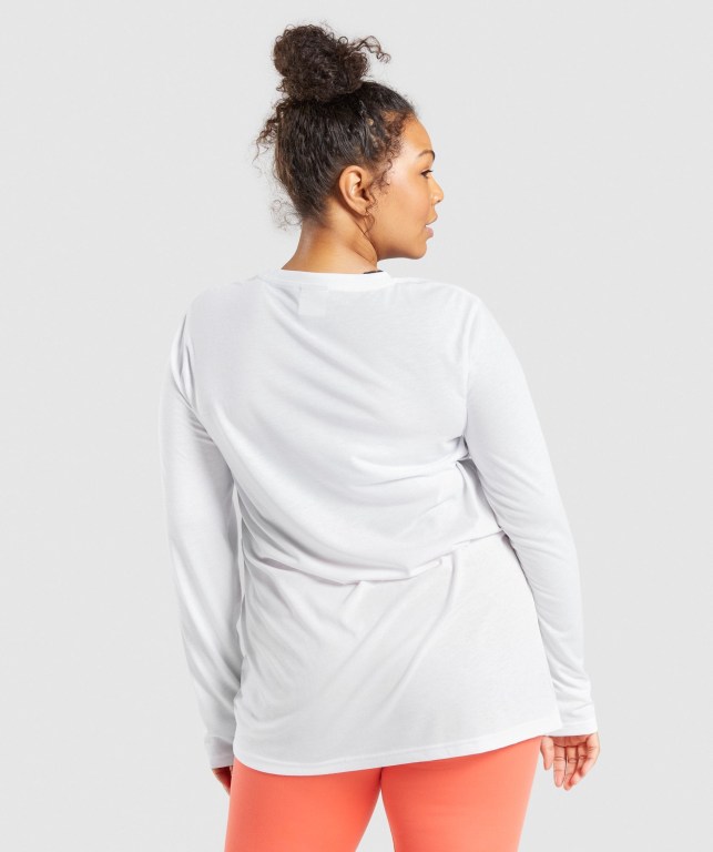 White Gymshark Training Oversized Women's T Shirts | US-64WFURG