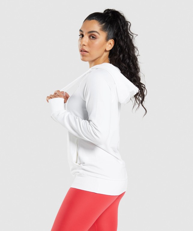 White Gymshark Training Women's Hoodies | US-03DLIXT