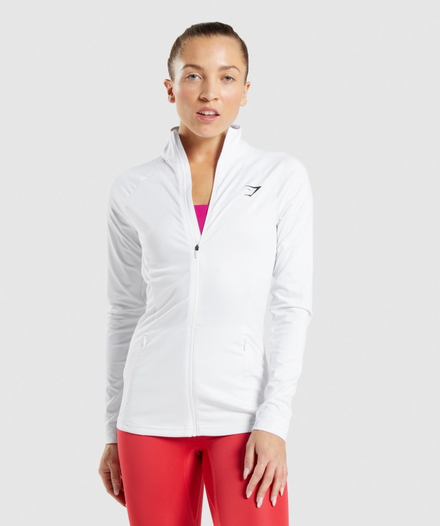 White Gymshark Training Women\'s Jackets | US-60WVHNM