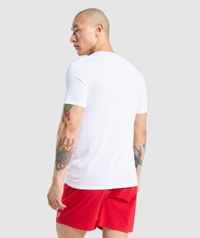 White Gymshark Vital Men's T Shirts | US-97UEWXT