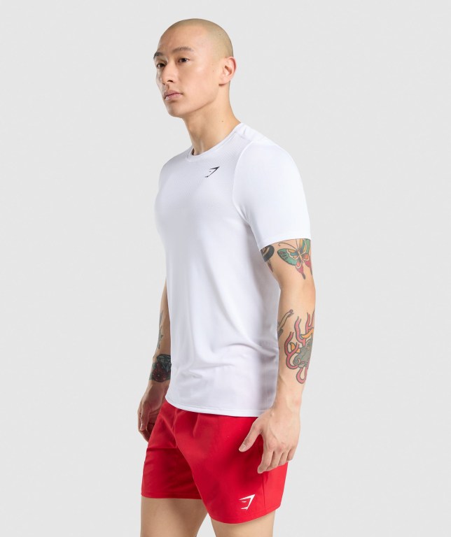 White Gymshark Vital Men's T Shirts | US-97UEWXT